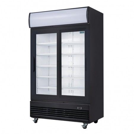 Comprar Nevera expositora negra puertas correderas con luz 950 litros G-Serie Polar GM814 en Pepebar