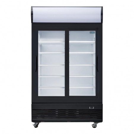 Comprar Nevera expositora negra puertas correderas con luz 950 litros G-Serie Polar GM814 en Pepebar