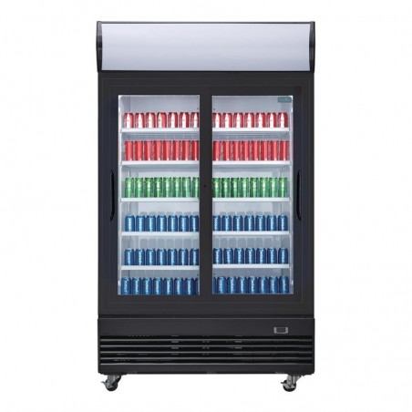 Comprar Nevera expositora negra puertas correderas con luz 950 litros G-Serie Polar GM814 en Pepebar