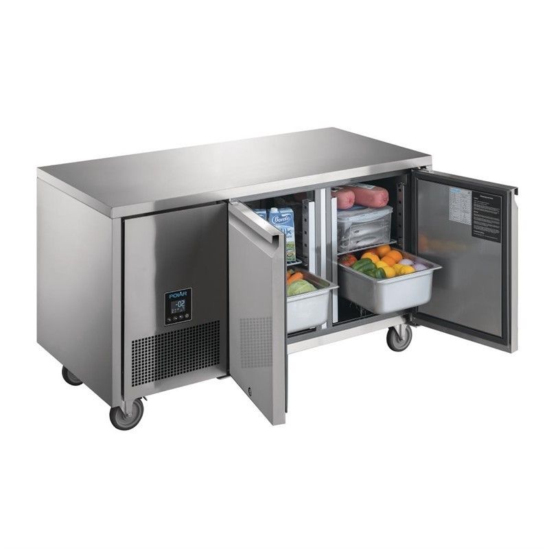 Comprar Mesa refrigerada 267 litros doble puerta con ruedas Premium U-Serie Polar UA005 en Pepebar