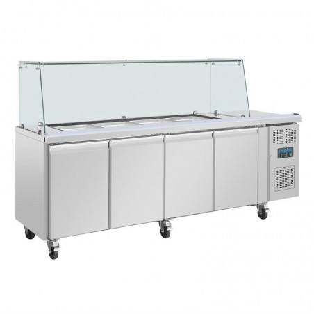 Comprar Saladette refrigerada GN 1/1 con ruedas 4 puertas y pantalla protectora U-Serie Polar UA019 en Pepebar
