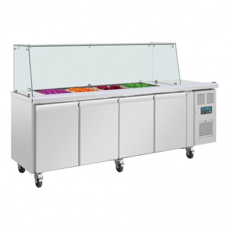 Comprar Saladette refrigerada GN 1/1 con ruedas 4 puertas y pantalla protectora U-Serie Polar UA019 en Pepebar