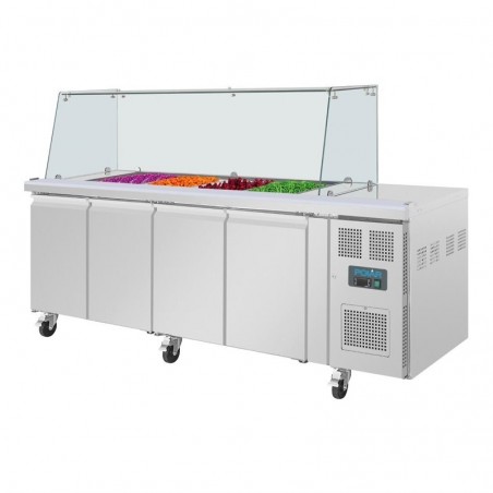 Comprar Saladette refrigerada GN 1/1 con ruedas 4 puertas y pantalla protectora U-Serie Polar UA019 en Pepebar
