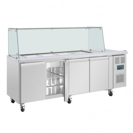 Comprar Saladette refrigerada GN 1/1 con ruedas 4 puertas y pantalla protectora U-Serie Polar UA019 en Pepebar