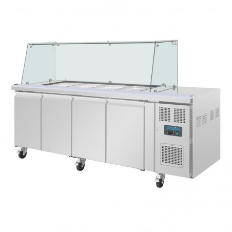 Comprar Saladette refrigerada GN 1/1 con ruedas 4 puertas y pantalla protectora U-Serie Polar UA019 en Pepebar