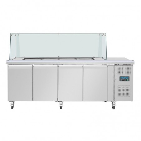 Comprar Saladette refrigerada GN 1/1 con ruedas 4 puertas y pantalla protectora U-Serie Polar UA019 en Pepebar
