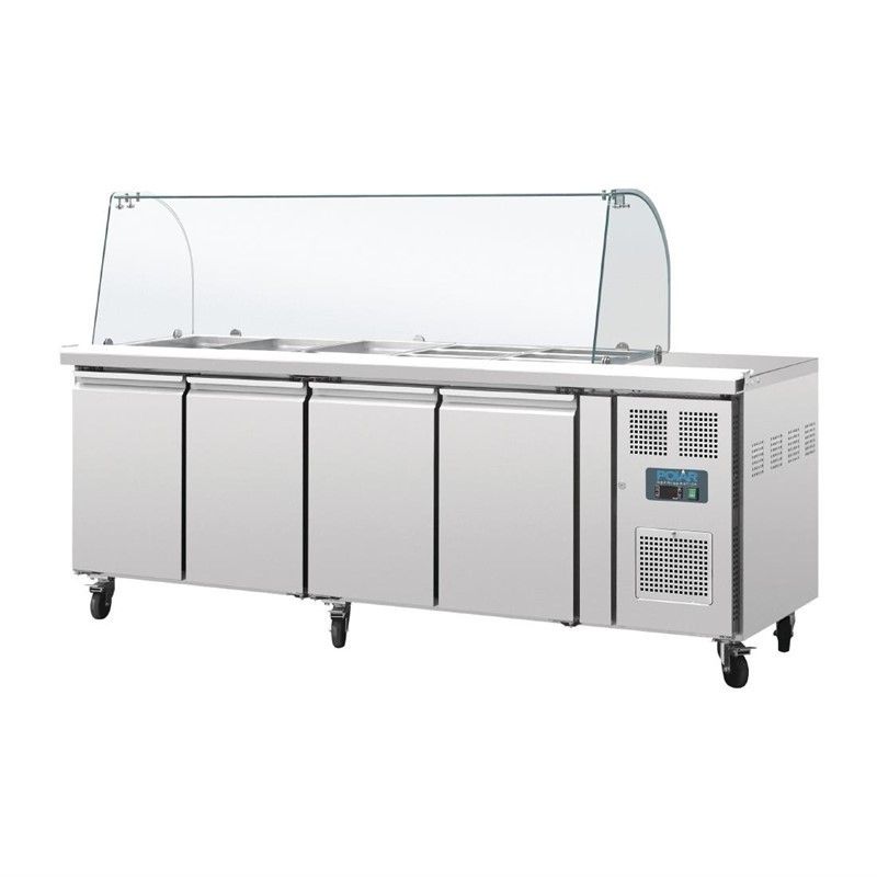 Comprar Saladette refrigerada 4 puertas con pantalla protectora Serie U GN Polar CT395 en Pepebar