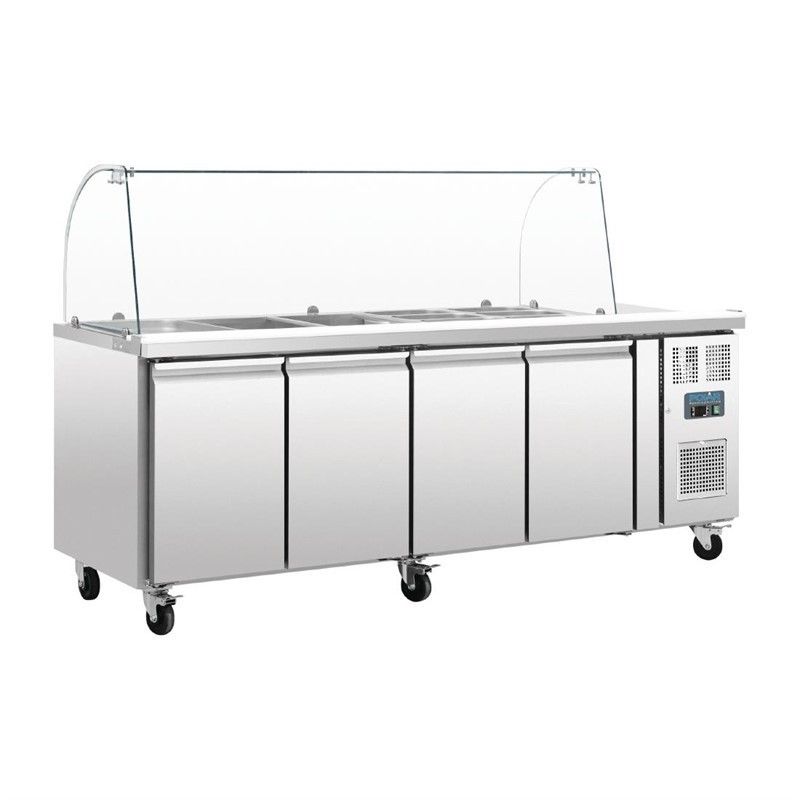 Comprar Saladette refrigerada 4 puertas con pantalla protectora Serie U GN Polar CT395 en Pepebar
