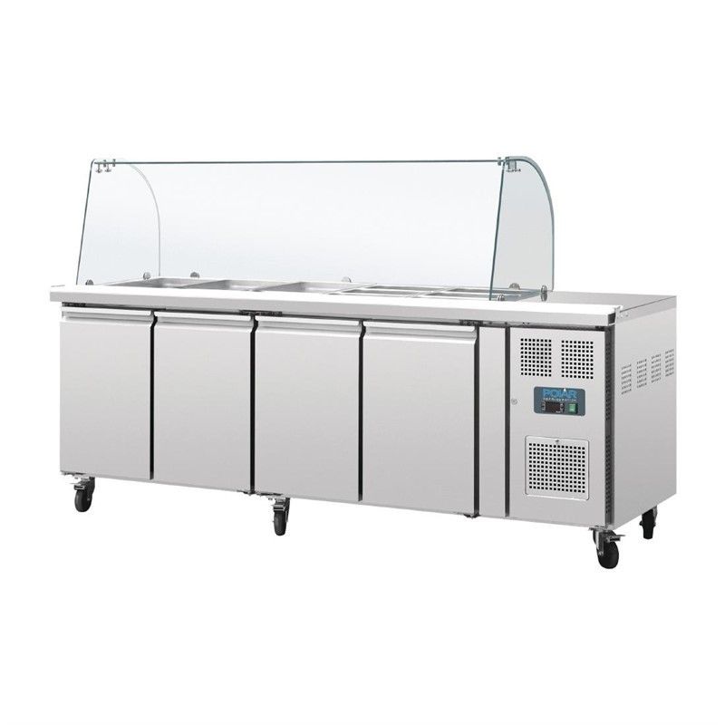 Comprar Saladette refrigerada 4 puertas con pantalla protectora Serie U GN Polar CT395 en Pepebar