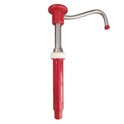 Bomba con botón rojo adaptable 20cc/ml tubo bomba inox caño curvo inox - Catálogo Dispensadores y dosificadores de salsa