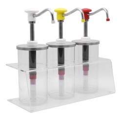 Dosificadores con pulsador de botón grupo 3 tapa inox soporte plexiglas y - Catálogo Dosificadores completos de plástico