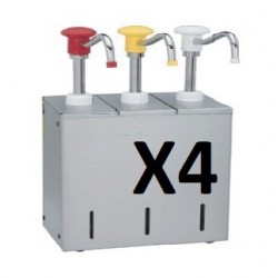 Dosificadores inox con pulsador de botón grupo 4 y recipientes rectangulares de - Catálogo Dispensadores y dosificadores de salsa