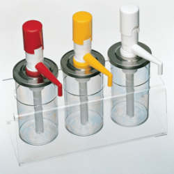 Dosificadores tapa inox con pulsador de botón grupo maxi soporte plexiglas y - Catálogo Dosificadores completos de plástico