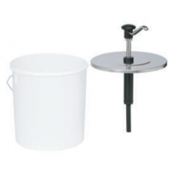 Tapa dosificadora alta resistencia inox con pulsador de botón 10 litros Hovicon EBK-10 - Catálogo Dispensadores y dosificadores de salsa