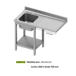 Fregadero con espacio para lavavajillas cuba izquierda con escurridor y estante 140 cm Stalgast 954907140 - Pepebar Fregadero con espacio para lavavajillas cuba izquierda con escurridor y estante 140 cm Stalgast 954907140 - Catálogo Fregadero Industrial