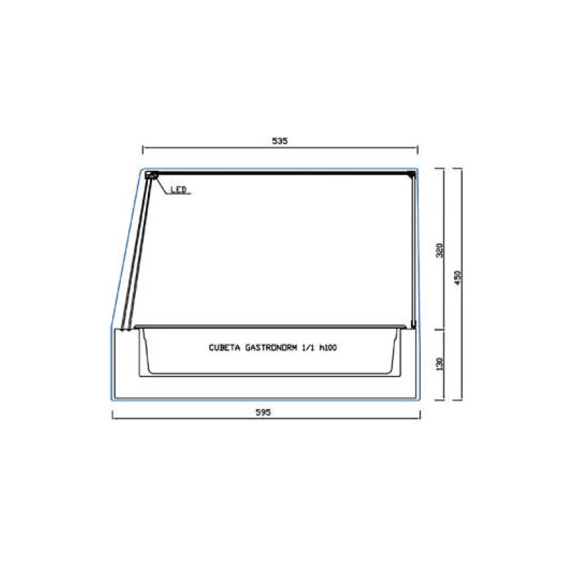 Comprar Vitrina refrigerada de comidas para llevar Cubetas GN acero inoxidable FCL Varias medidas Grupo remoto Vitrinas Gómez en Pepebar