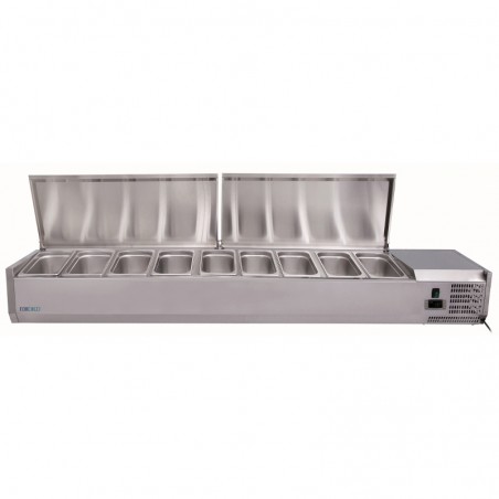 Comprar Vitrina refrigerada sin cubetas tapa inox serie 380 ancho 2000 mm pizza Fimar G-VRX2000-380SS en Pepebar