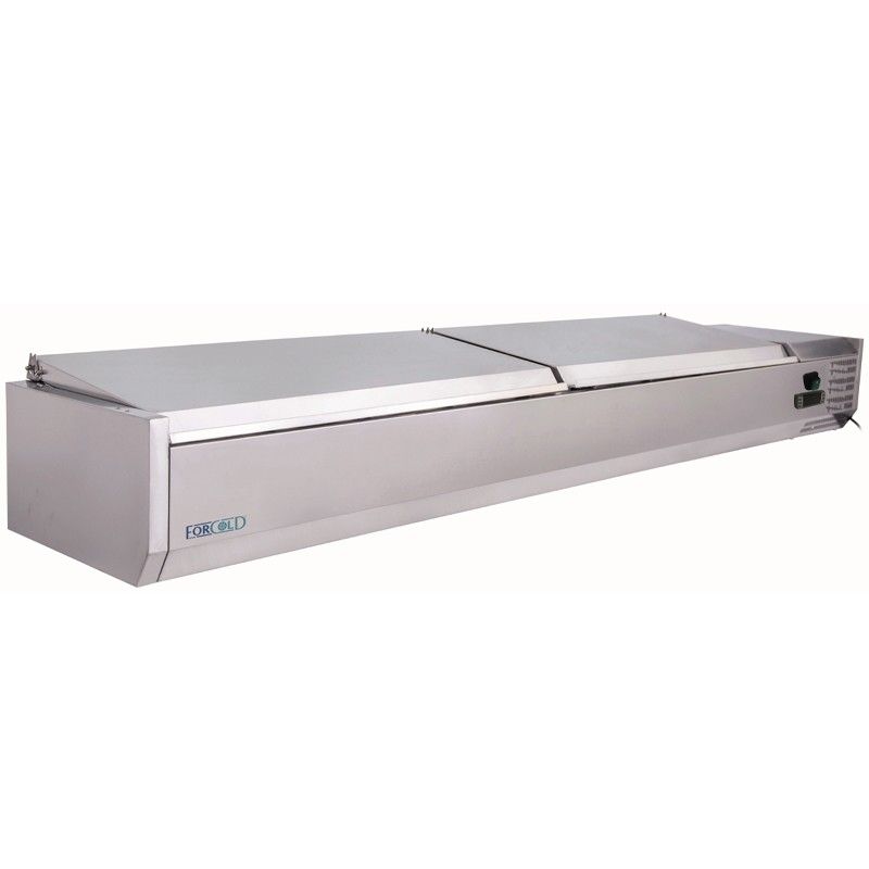 Comprar Vitrina refrigerada sin cubetas serie 380 tapa inox ancho 1800 mm pizza Fimar G-VRX1800-380SS en Pepebar