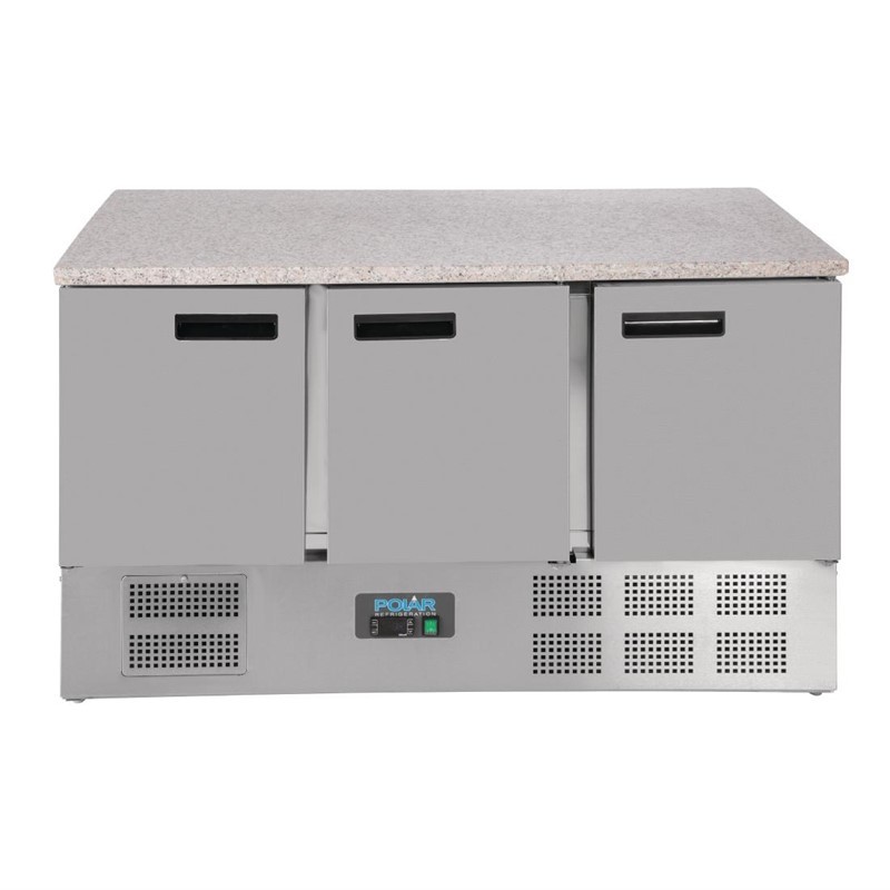 Comprar Bajo Mostrador frigorífico Polar mesa mármol litros 3 puertas 368 litros CL109 en Pepebar