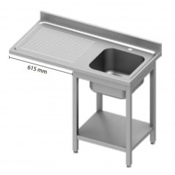 Fregadero con espacio para lavavajillas cuba derecha con escurridor y estante 140 cm Stalgast 954897140