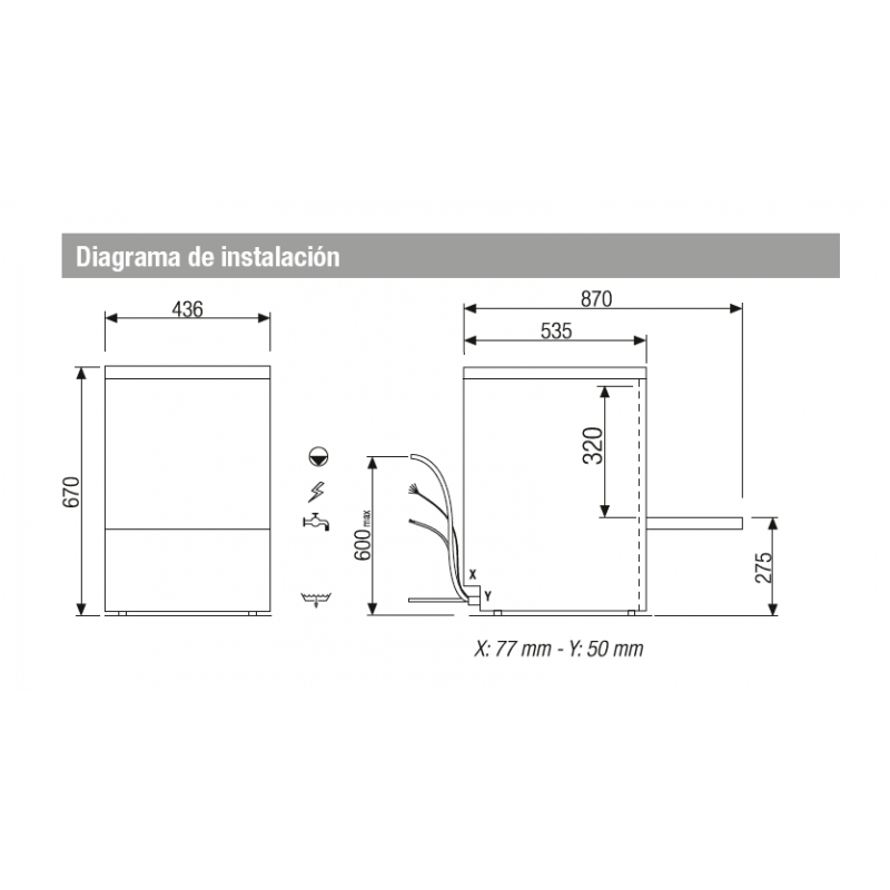 Comprar Lavavasos industrial 39x39 1 cesta con bomba desagüe AMDH 3390 P en Pepebar