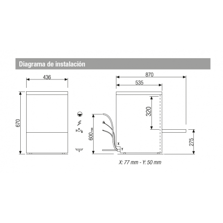 Comprar Lavavasos industrial 39x39 1 cesta con bomba desagüe AMDH 3390 P en Pepebar