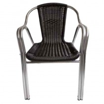 Silla de aluminio con rattan color negro 178091