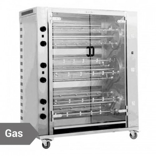 Comprar Asador de pollos rotativo a gas 12 espadas para 72 pollos 12MR en Pepebar