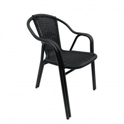 Silla de aluminio negro con Rattan negro Hobeto 216980 - Pepebar Silla de aluminio negro con Rattan negro Hobeto 216980 - Catálogo Mobiliario hostelería