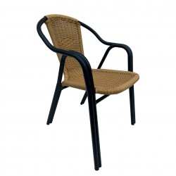 Silla de aluminio negro con Rattan crema Hobeto 216981 - Pepebar Silla de aluminio negro con Rattan crema Hobeto 216981 - Catálogo Mobiliario hostelería