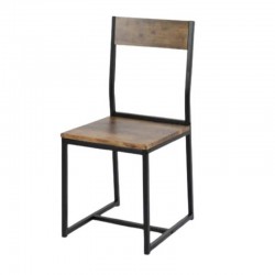 Silla Odín hierro negro y madera envejecida Hobeto 206380