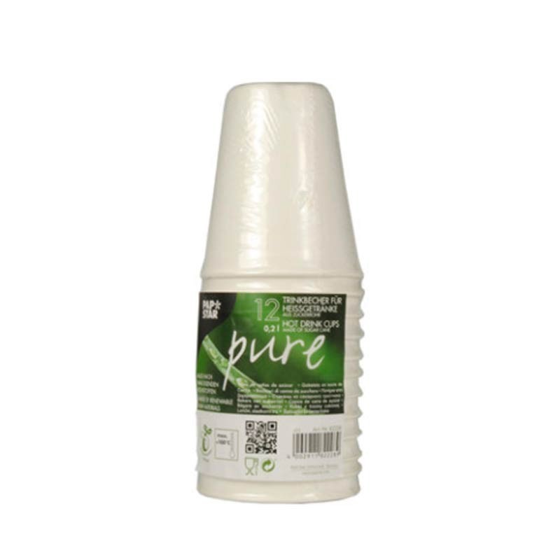 Comprar 12 Vasos de caña de azúcar biodegradable gama Pure 0,2 l Ø 8 cm · 9,1 cm blanco para bebidas calientes 89853 en Pepebar