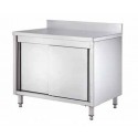 Mesa con puertas correderas y estante intermedio inox 180x60 Fimar GDASR186A