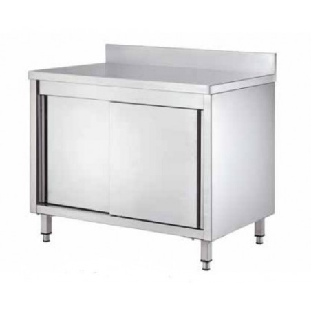 Comprar Mesa con puertas correderas y estante intermedio inox 180x60 Fimar GDASR186A en Pepebar