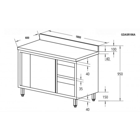 Comprar Mesa con puertas correderas y estante intermedio inox 180x60 Fimar GDASR186A en Pepebar