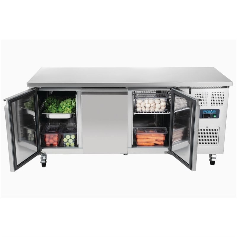 Mesa de trabajo refrigerada Polar serie U de 3 puertas, 417 l  UA048 Comprar Mesa de trabajo refrigerada Polar serie U de 3 puertas, 417 l  UA048 en Pepebar