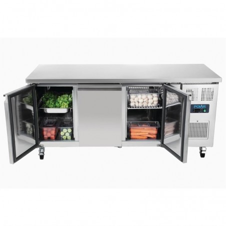 Mesa de trabajo refrigerada Polar serie U de 3 puertas, 417 l  UA048 Comprar Mesa de trabajo refrigerada Polar serie U de 3 puertas, 417 l  UA048 en Pepebar