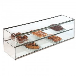 Vitrina neutra cristal recto 2 niveles negro