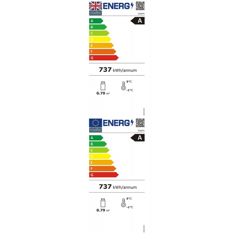 Comprar Vitrina frigorífica vertical 2 puertas Polar Serie C 68 litros CX574 en Pepebar