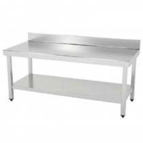 Mesa de acero inox fondo 500 estante y peto. Varias medidas IDM515