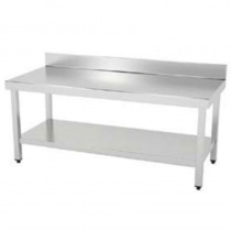 Mesa inox con peto y estante 600 mm. Varios tamaños. IDM615