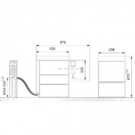 Comprar Lavavasos industrial digital isy tech 44-11D 39x39 desagüe parcial con bomba Colged en Pepebar