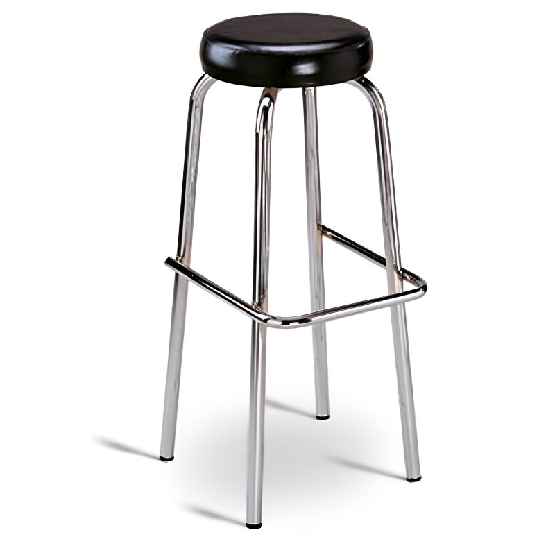 Comprar Taburete tubo acerado asiento tapizado color negro Muebles Romero M516 en Pepebar