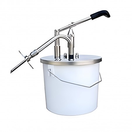 Comprar Dosificador inyector chocolates y cremas cilíndrico con caño inclinado y cubo. Varios tamaños en Pepebar