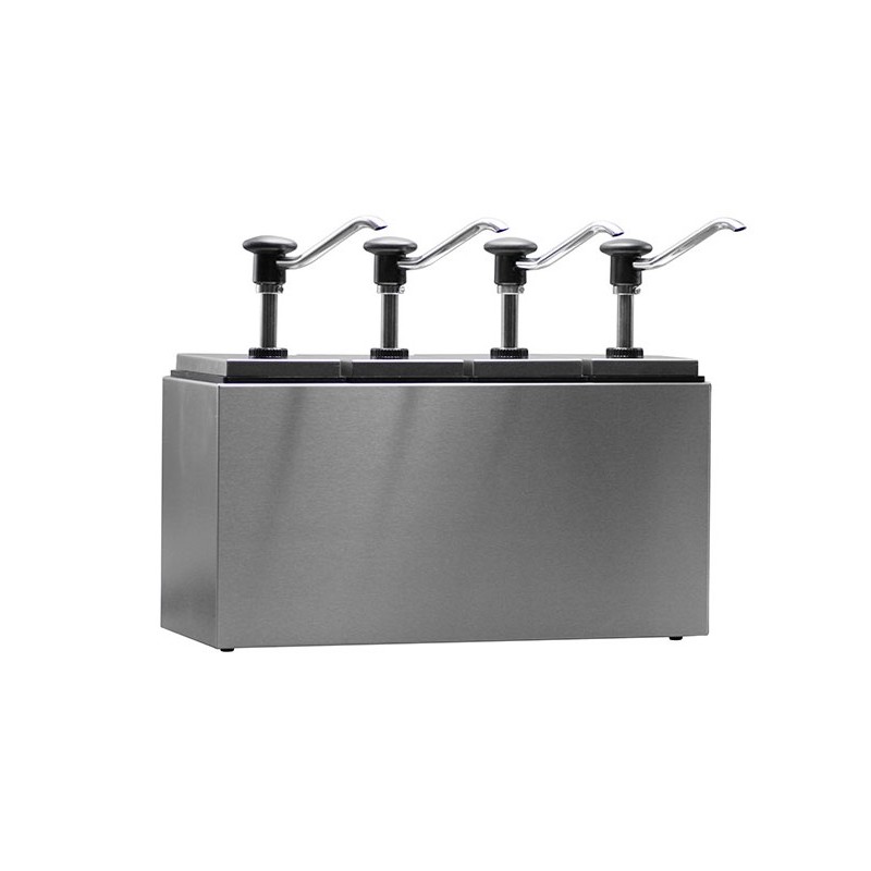 Comprar Dosificadores con pulsador de botón inox grupo 4 con recipientes rectangulares 2,5L en Pepebar