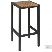 Taburete de bar Bolero madera de acacia y marco de acero (2 uds.) - Pepebar Taburete de bar Bolero madera de acacia y marco de acero (2 uds.) - Catálogo Mobiliario hostelería