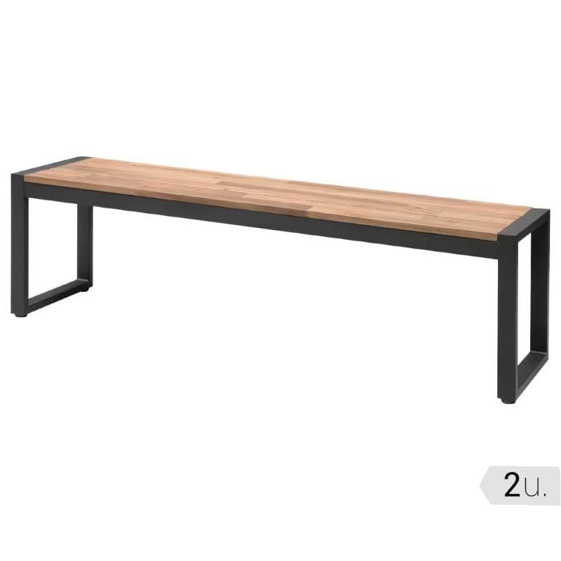 Comprar Banco rectangular Bolero de acero y madera acacia 1600 mm (2uds.) DS158 en Pepebar