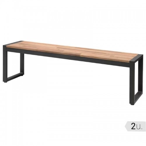 Comprar Banco rectangular Bolero de acero y madera acacia 1600 mm (2uds.) DS158 en Pepebar