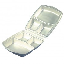 50 Envases para comida con tapa-bisagra y 3 compartimentos 7,5 cm x 22 cm x 28,5 cm