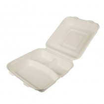 300 Envases para comida de caña de azúcar con 3 compartimentos 8 cm x 24 cm x 24 cm